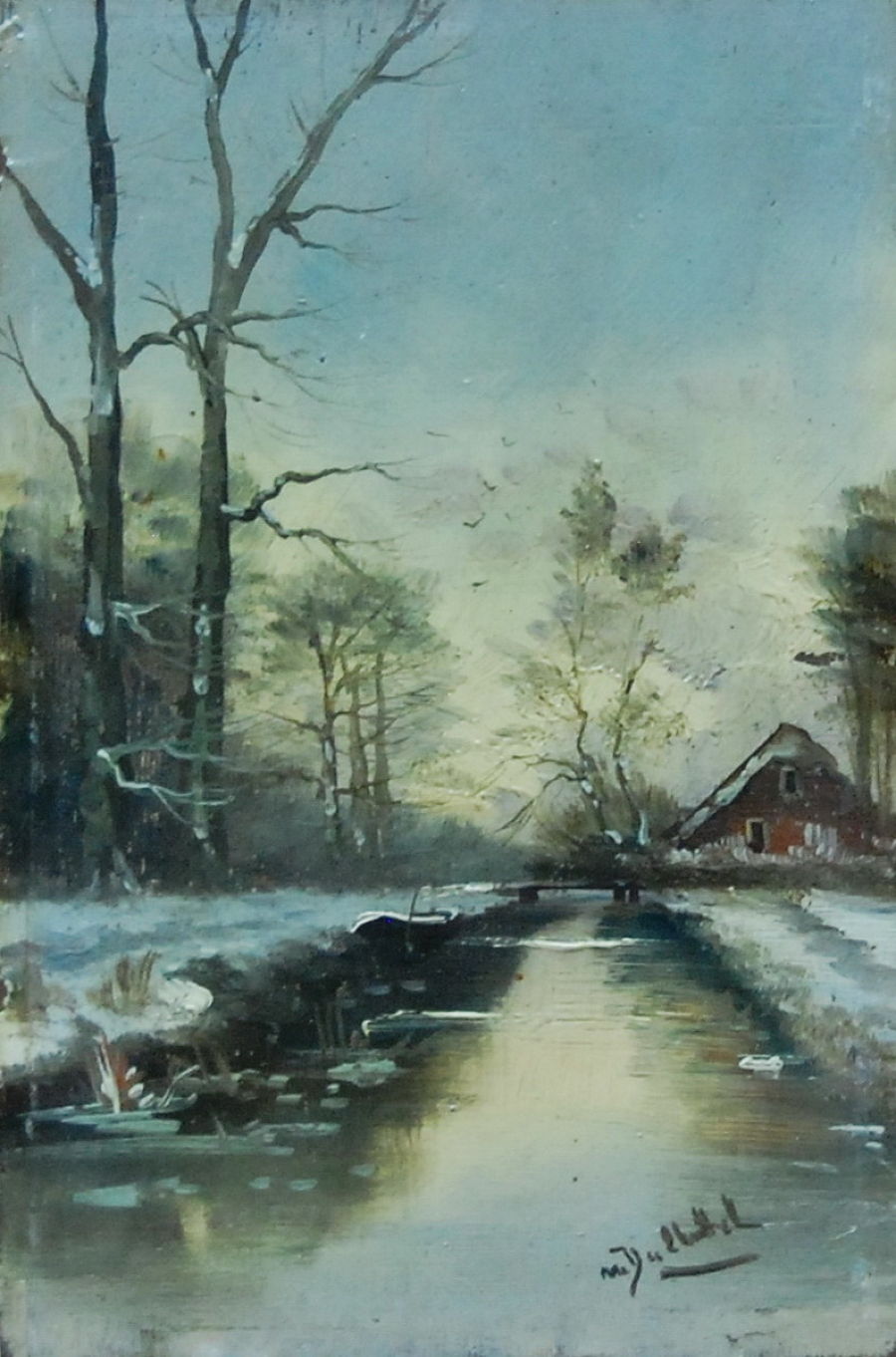 Romanticism Oil painting Dutch village by Unknown artist