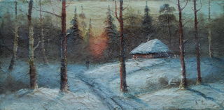 Impressionism  artwork Winter Forest by Unknown artist