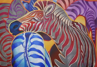 African  artwork Zebras by Tatyana Binovska