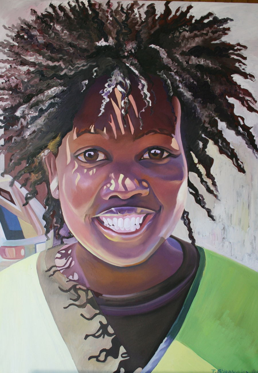 African Oil painting Parking Girl by Tatyana Binovska