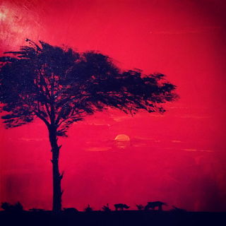 African  artwork Sunset in Africa by Vera Tsepkova