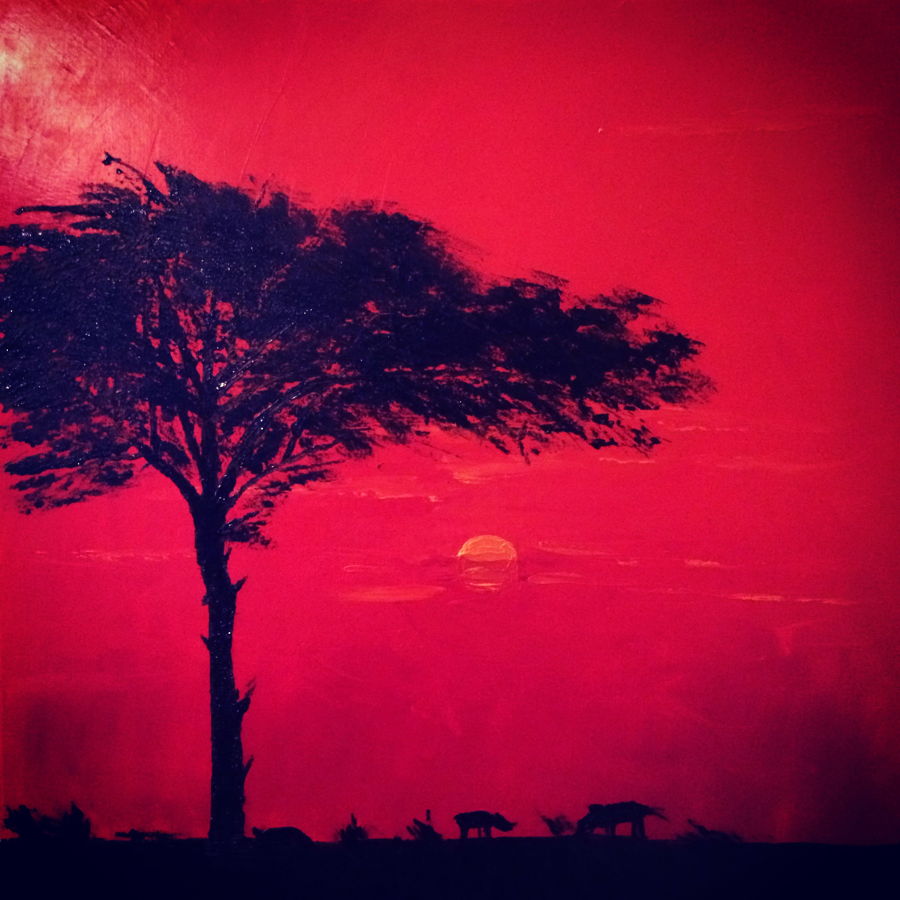 африканский масло живопись Sunset in Africa от Vera Tsepkova