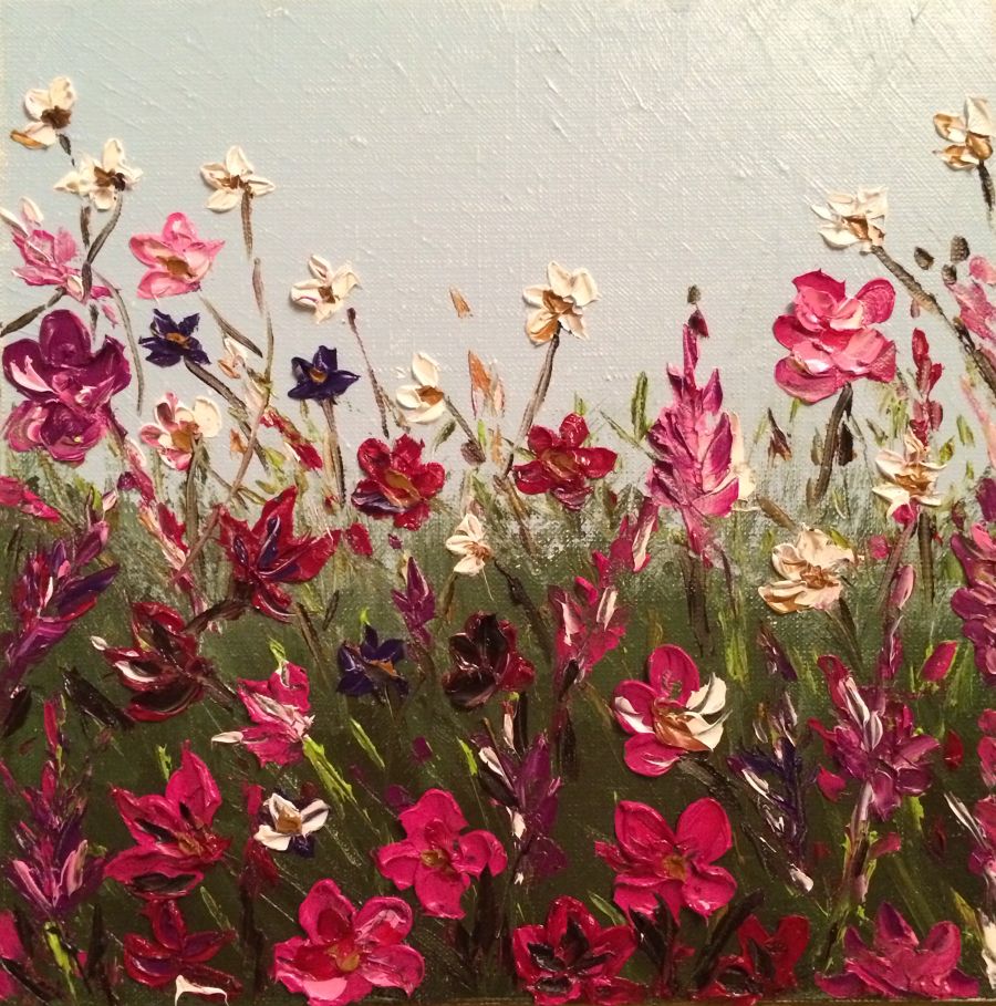 Impressionism Oil painting Pink Flowers by Vera Tsepkova