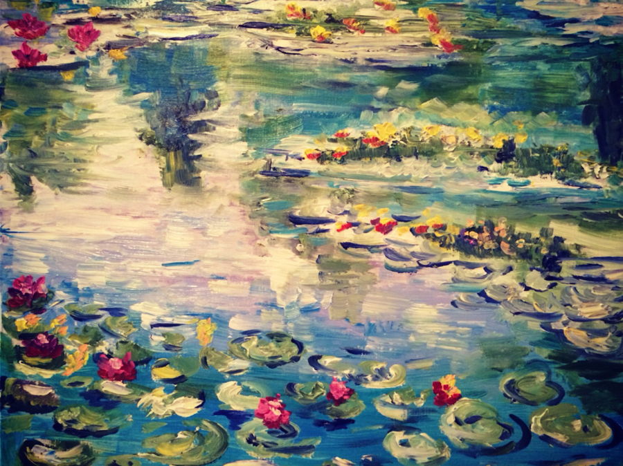 Impressionism Oil painting Water lily by Vera Tsepkova