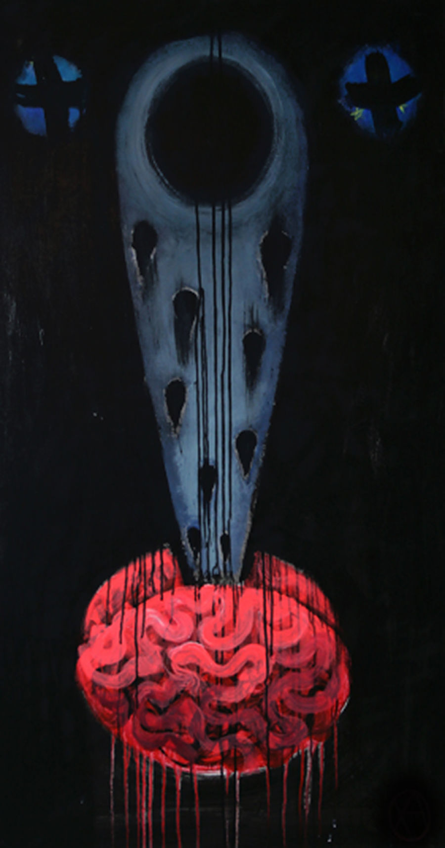 Expressionism Acrylic painting Black Brain by Inna Khasileva
