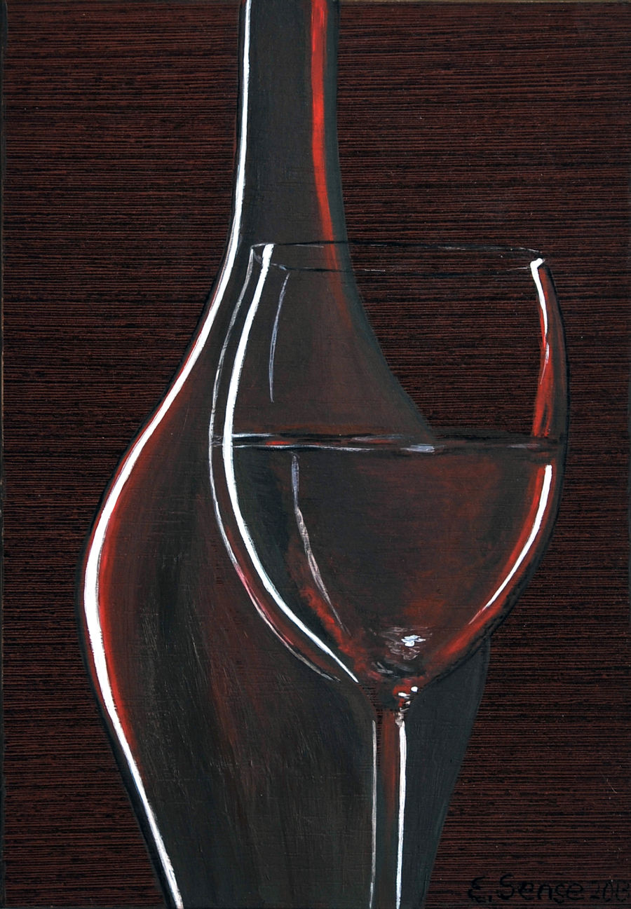 Contemporary Oil painting Magic of Wine by Elena Sense