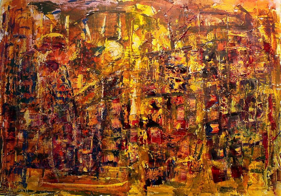 Abstract Oil painting La Premiere du Morvan II by Auke Mulder