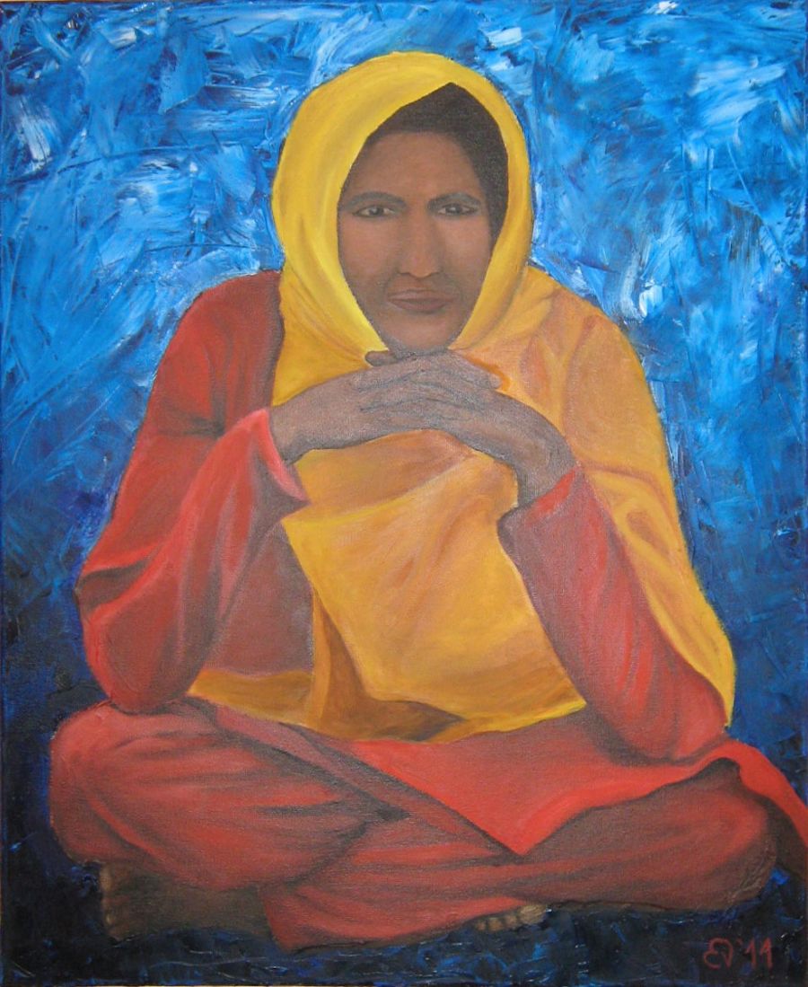 Realism Oil painting Nepali Girl by Elisenda Vila