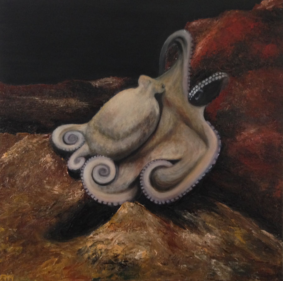 Realism Oil painting Octopus by Elisenda Vila