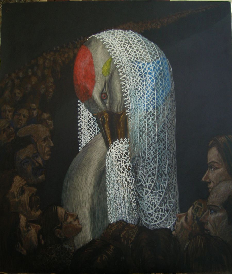 Surrealism Mixed Media painting La Messaggera Armena. by Antonio Mele