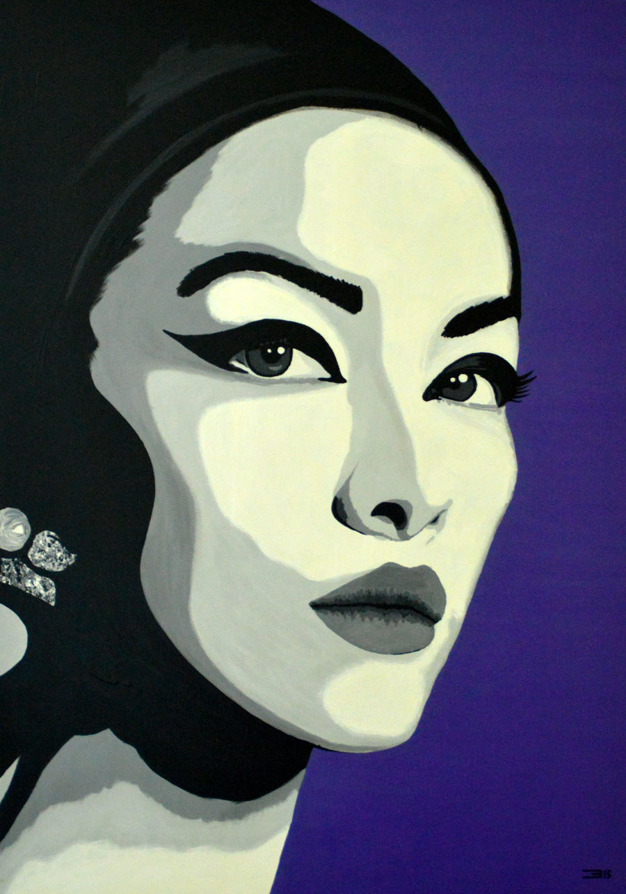 Pop Art Acrylic painting Lady Black by Eduardo Bessa