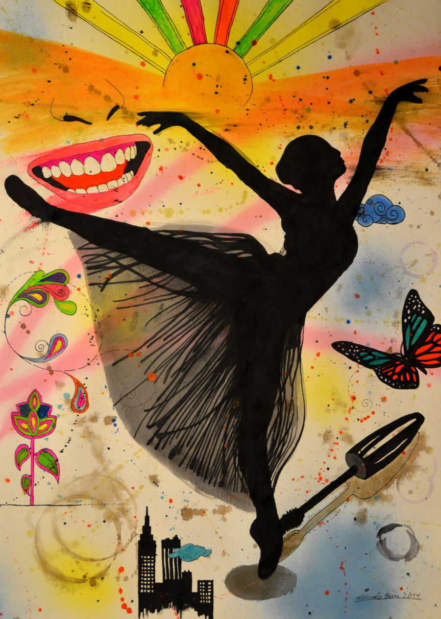 поп-арт акрил живопись Ballerina Girl от Eduardo Bessa