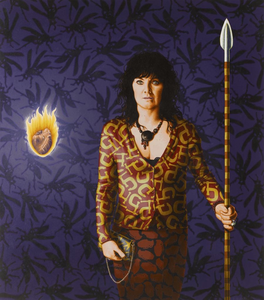 Pop Art Acrylic painting Spear Chucker by Stephen Hall