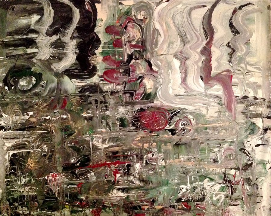 Abstract Oil painting Cosmic Meeting by Aydan Ugur Unal