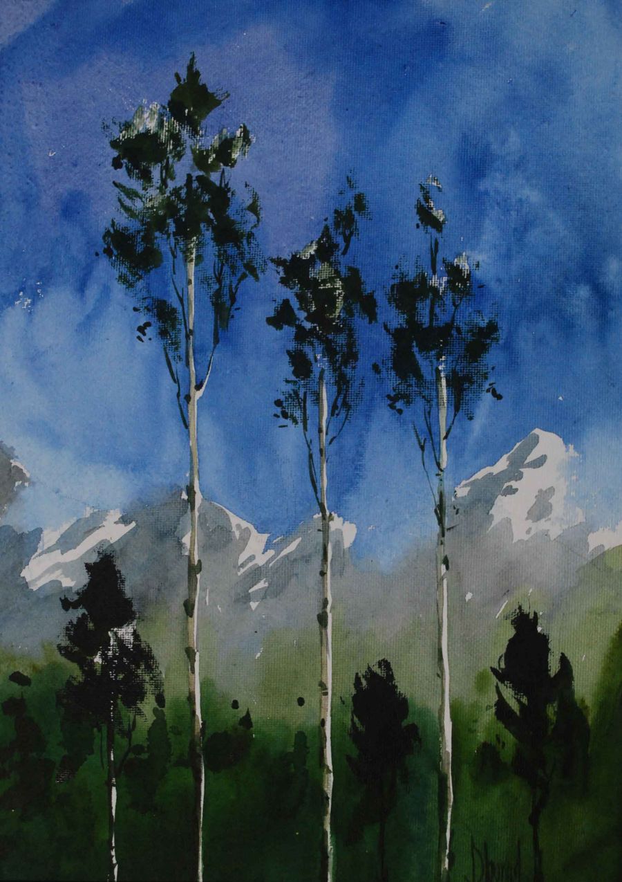 Expressionism Watercollor painting Higher then Himalaya by Sharad Tawade