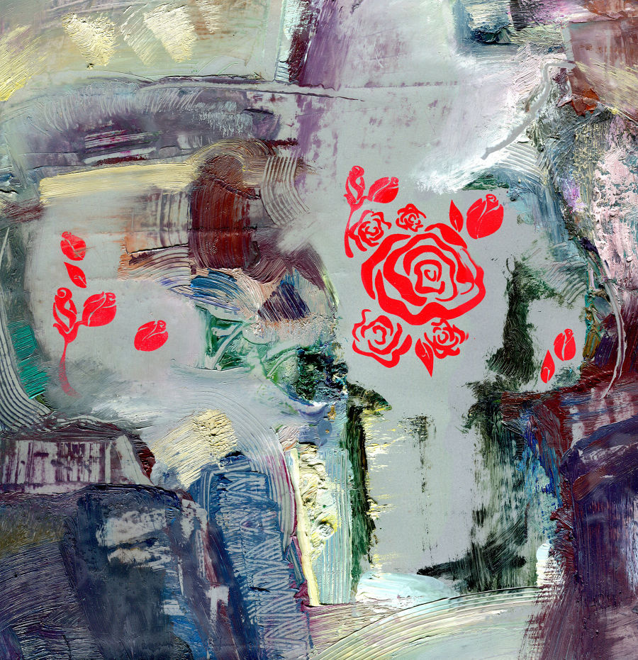 Abstract Oil painting Landscape With Roses by Tensil