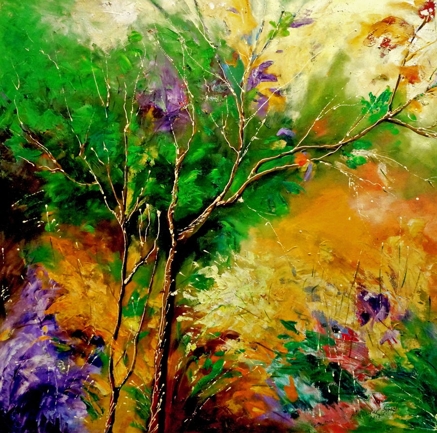Abstract Oil painting Nature 1 by Bahadur Singh