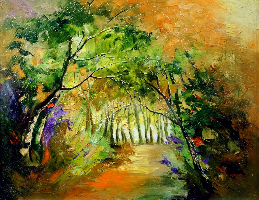 Abstract Oil painting Inside Nature by Bahadur Singh