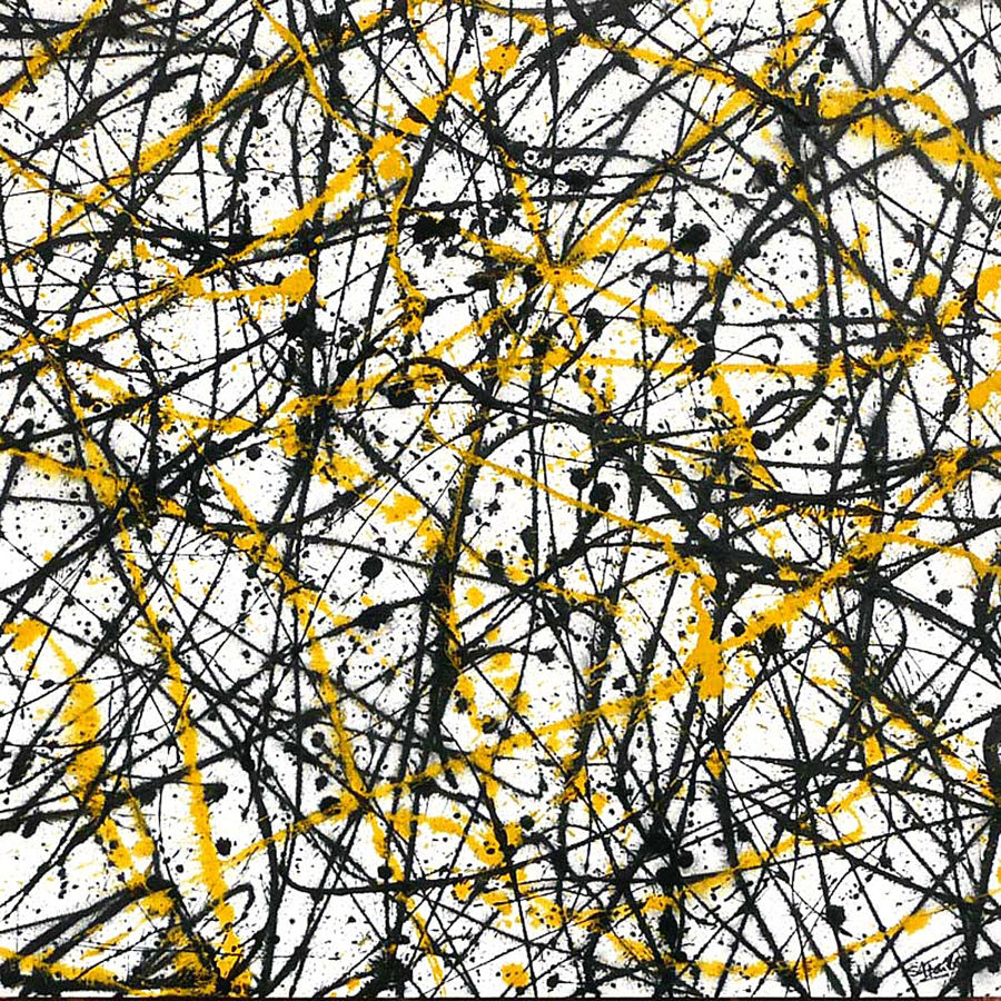 абстракция акрил живопись Neutrino Yellow от Simon Fairless