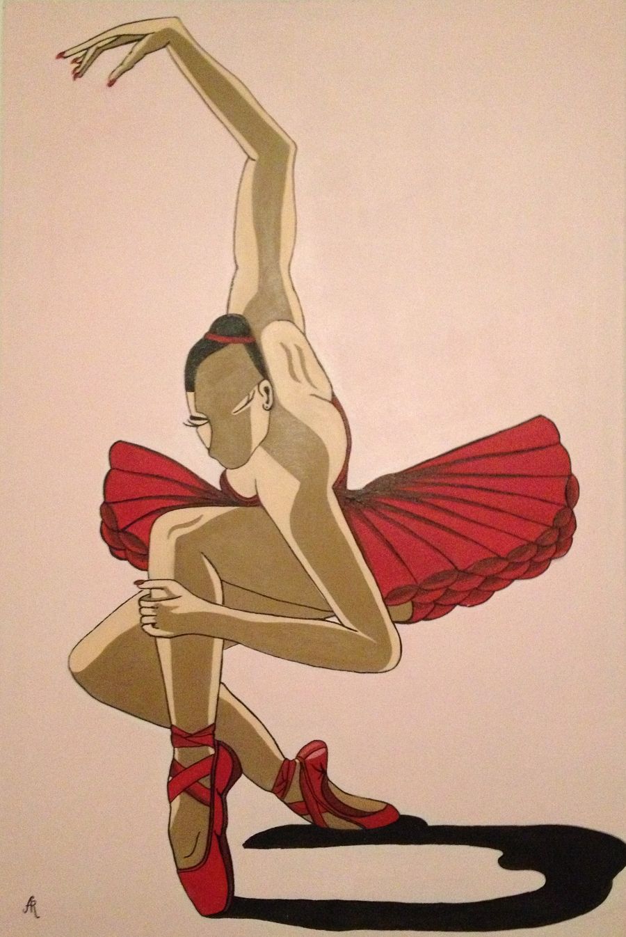 Contemporary Acrylic painting Red Balerina by Anna Rocheta