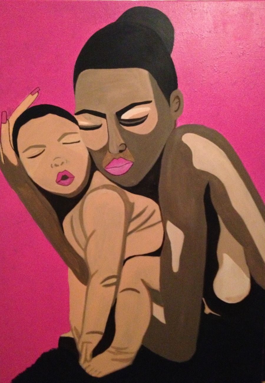 Contemporary Acrylic painting Black Mother by Anna Rocheta