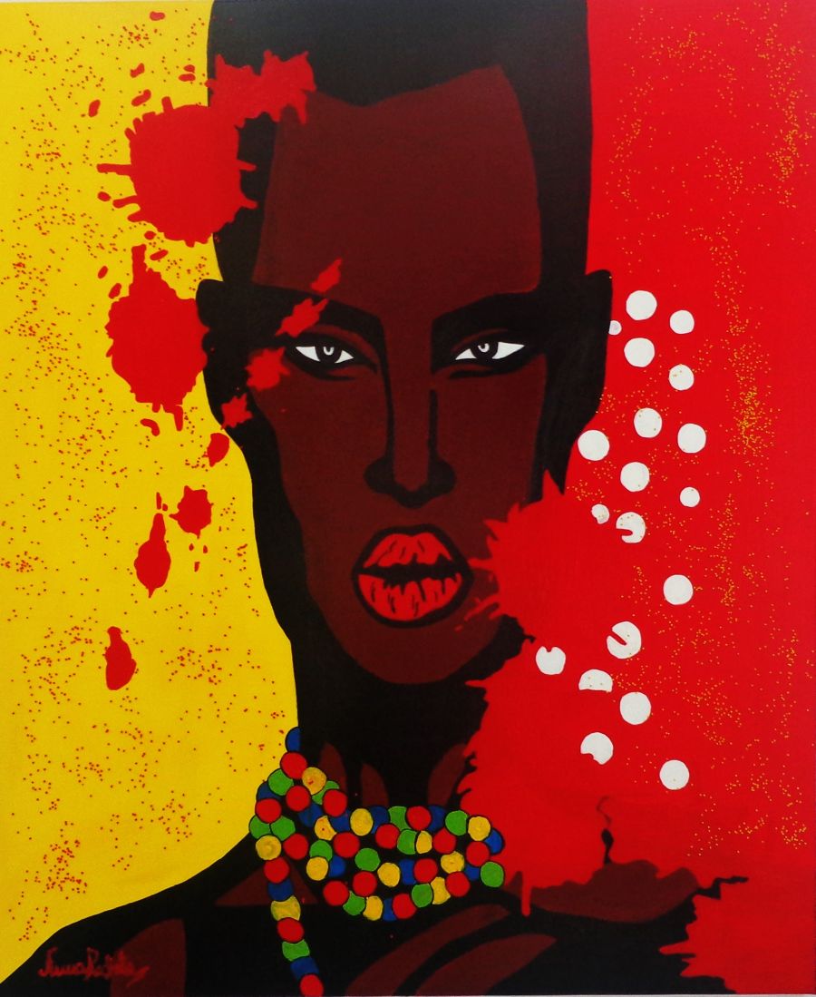 African Acrylic painting Determination by Anna Rocheta