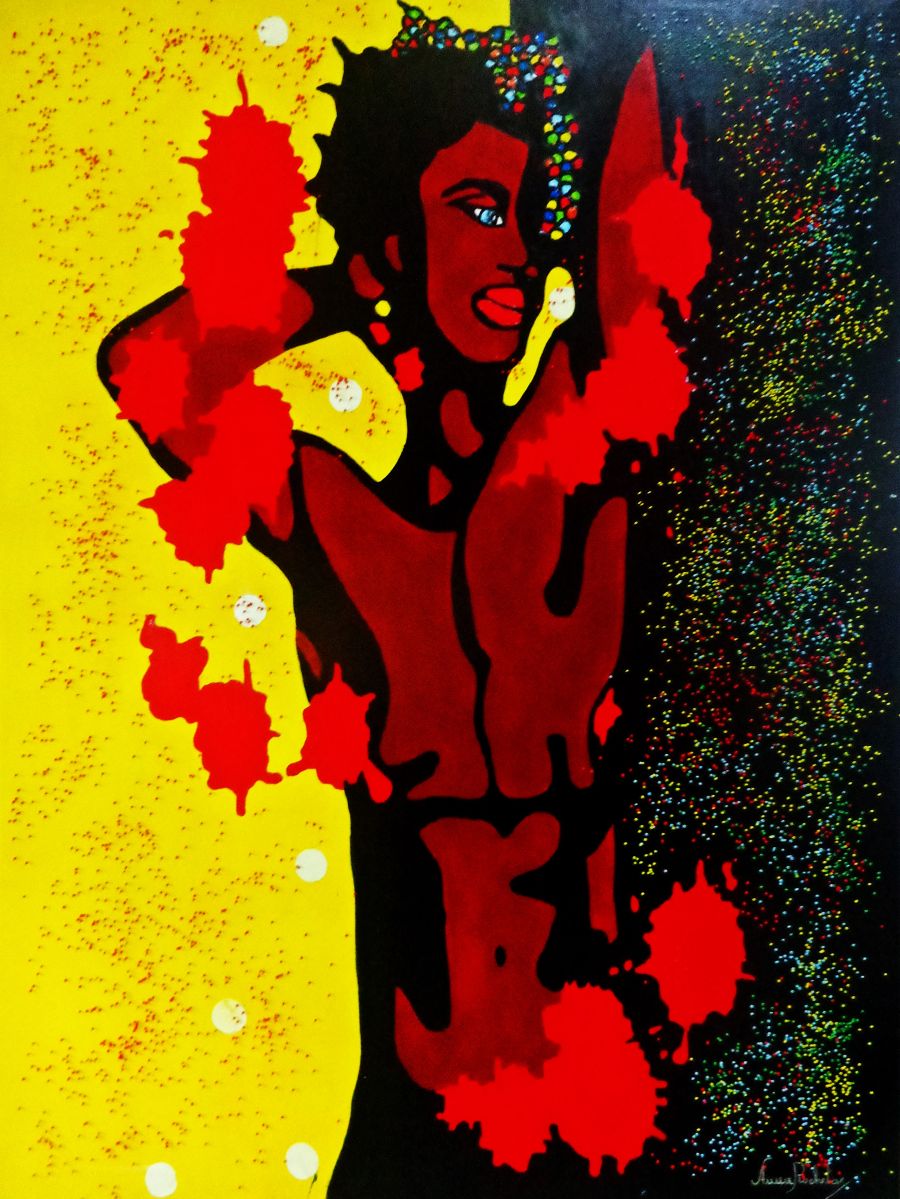 African Acrylic painting Sensuality by Anna Rocheta