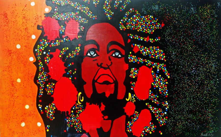 African Acrylic painting Prayer by Anna Rocheta