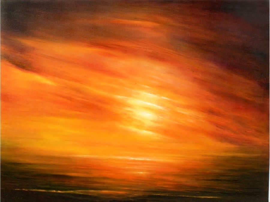 Contemporary Oil painting Patagonia Sunset by Cecilia Flaten