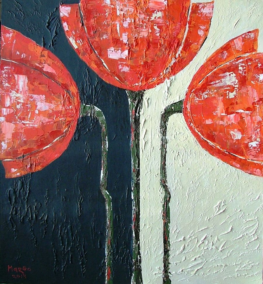 Contemporary Acrylic painting Trio by Marina MarGo Gromenko