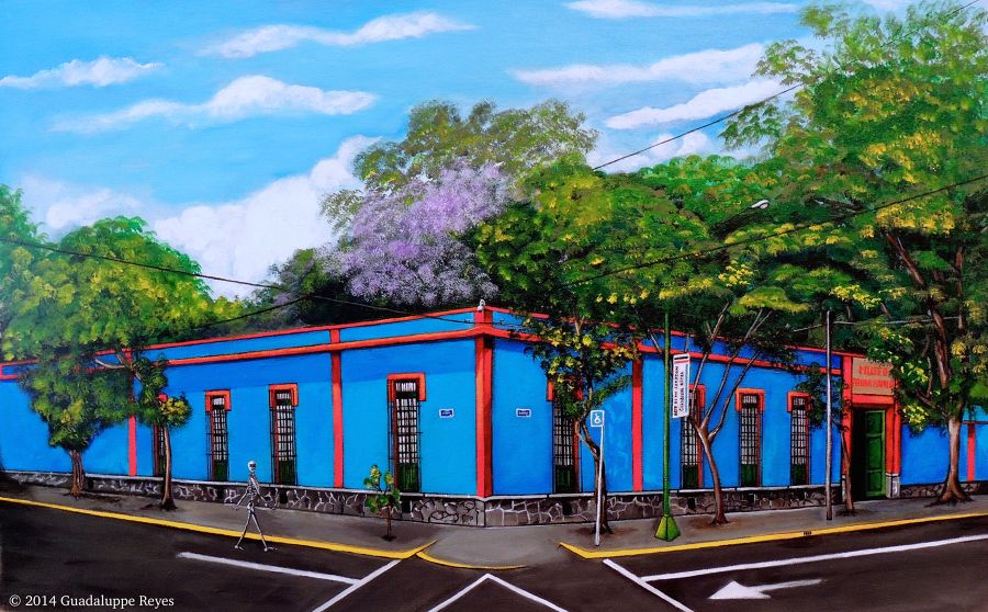 Contemporary Acrylic painting El Museo Azul by Guadalupe Reyes