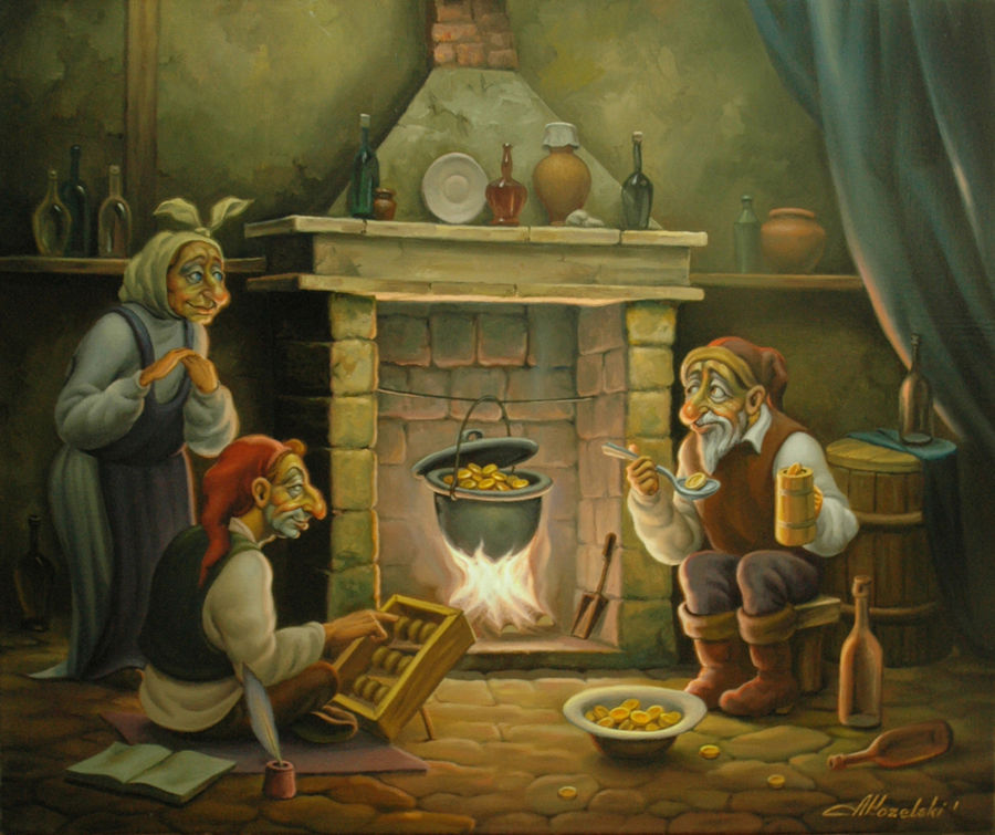 Realism Oil painting Alchemy hospitality by Anatoly Kozelskiy