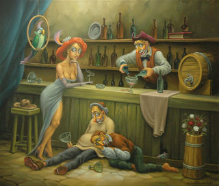 Illustration  artwork Cocktail Green Parrot by Anatoly Kozelskiy