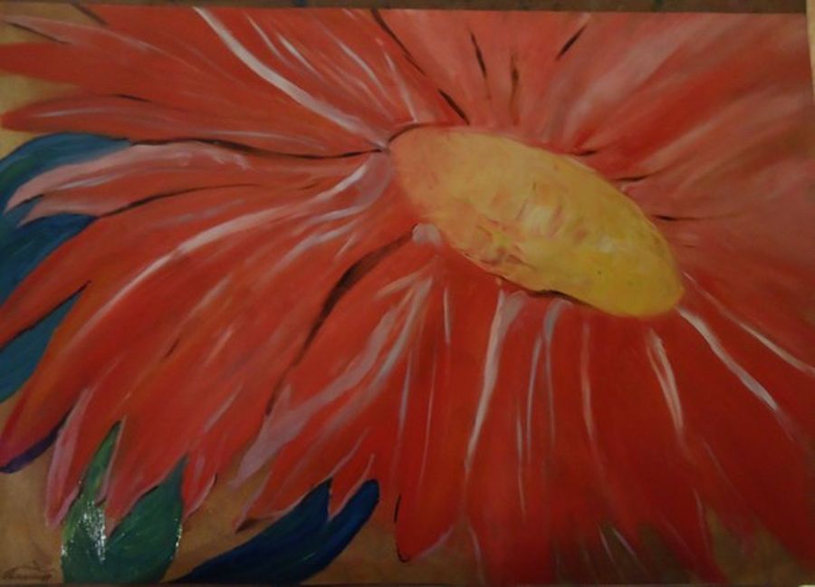 Contemporary Oil painting Red flower by Alexander Poruchikov