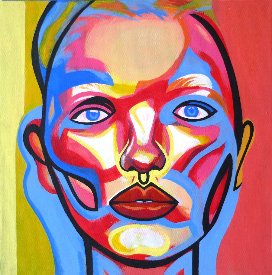 Portraiture Acrylic painting Face by Okiana Mikeli