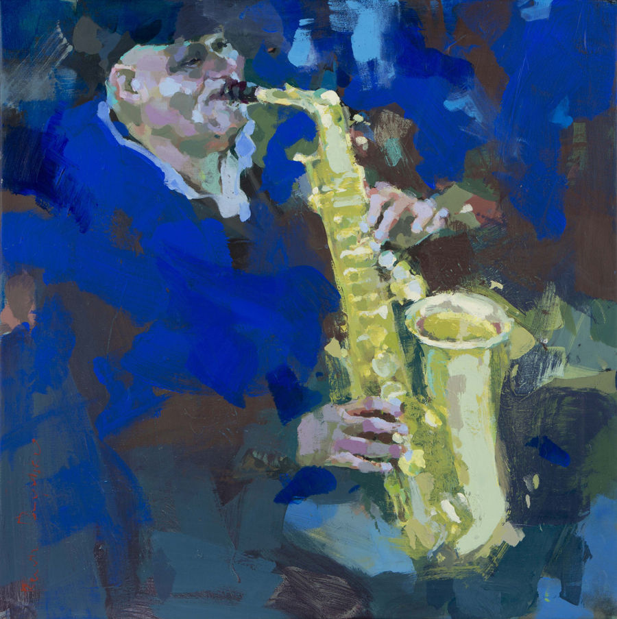 экспрессионизм акрил живопись Street jazzman near park от Renata Domagalska