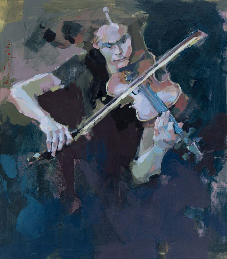 Realism Acrylic painting Violin by Renata Domagalska