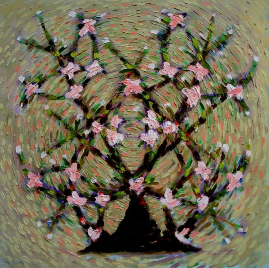 Восточный масло живопись Flowering almond от Sanan Samedov