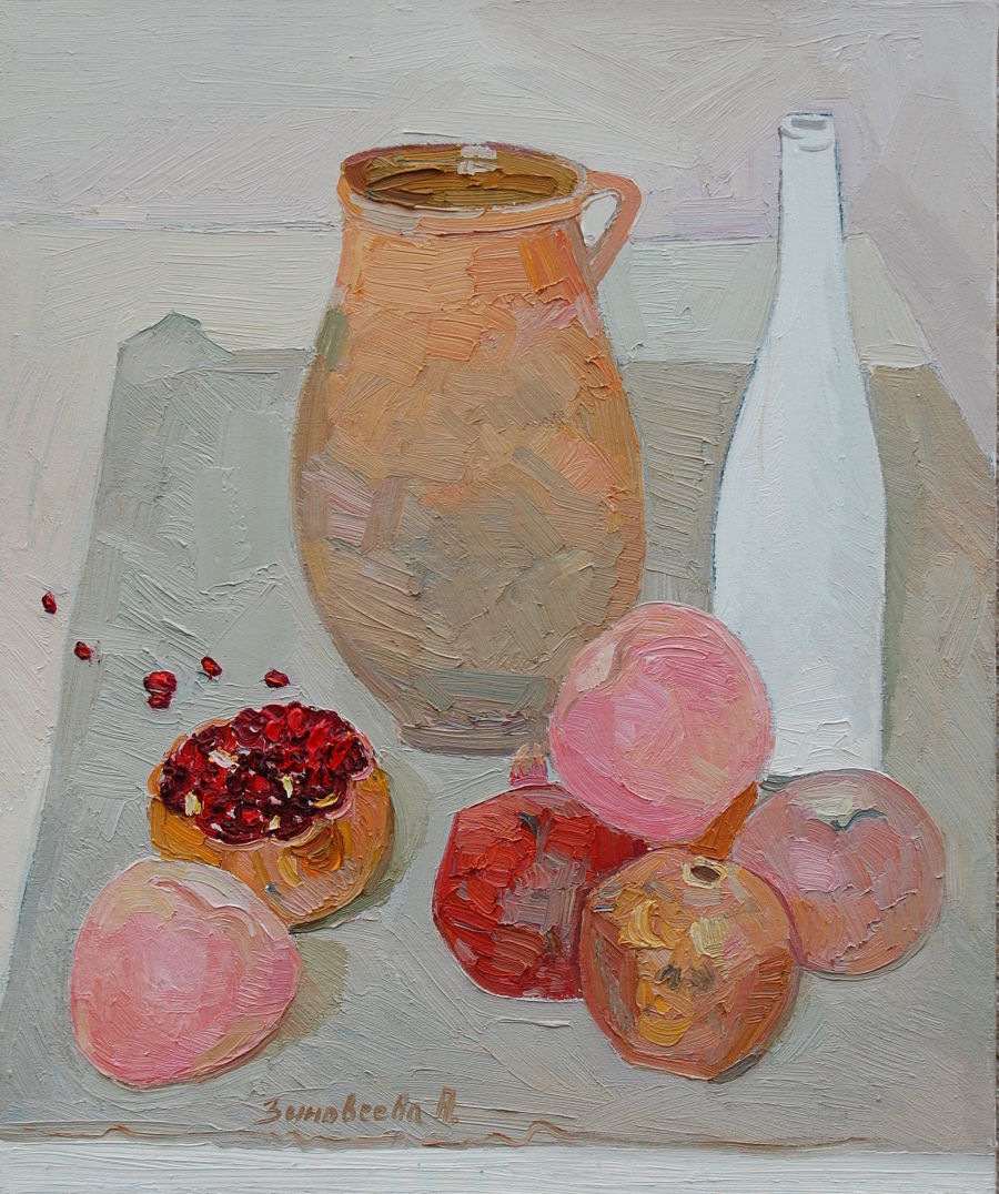 Realism Oil painting Pomegranate by Polina Zinoveeva
