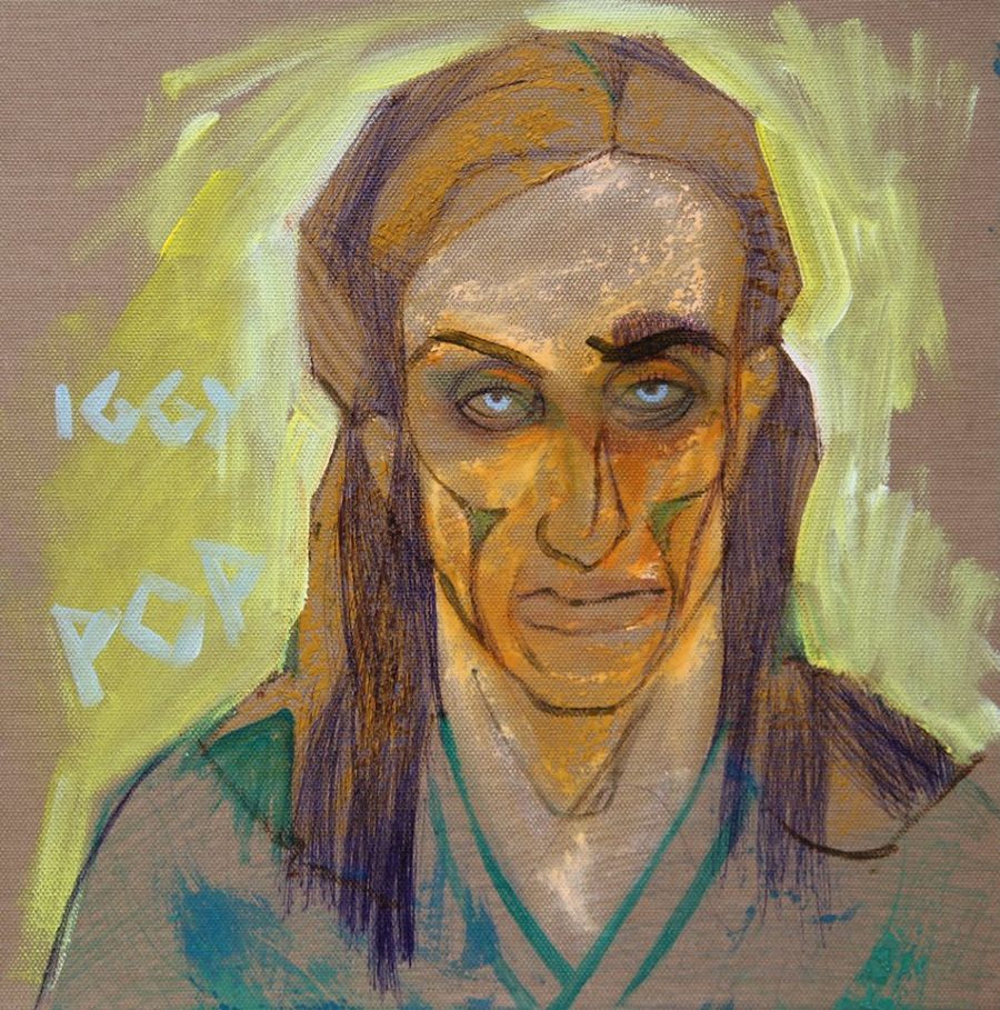 Portraiture Mixed Media painting Iggy Pop by Alina Petkun