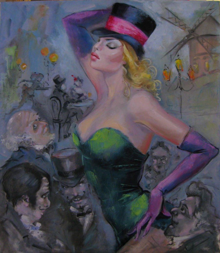 Figurative Oil painting Moulin Rouge by tomaeva